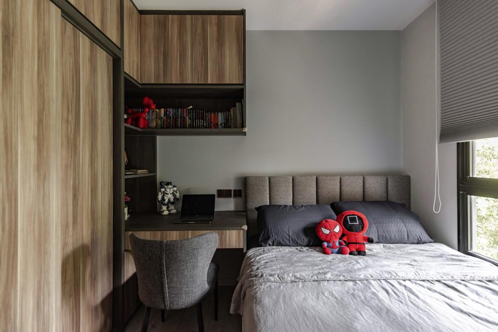 Industrial Bedroom with Wardrobe and Built-in Bed