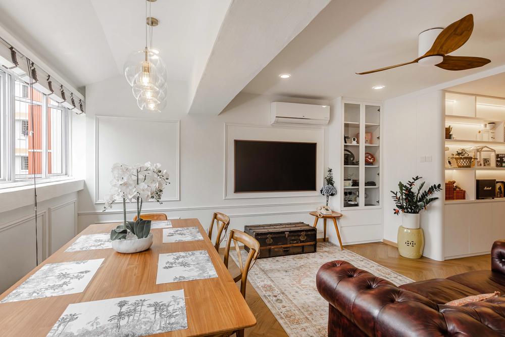 Transitional Living Room with Vinyl Flooring and Dining Table