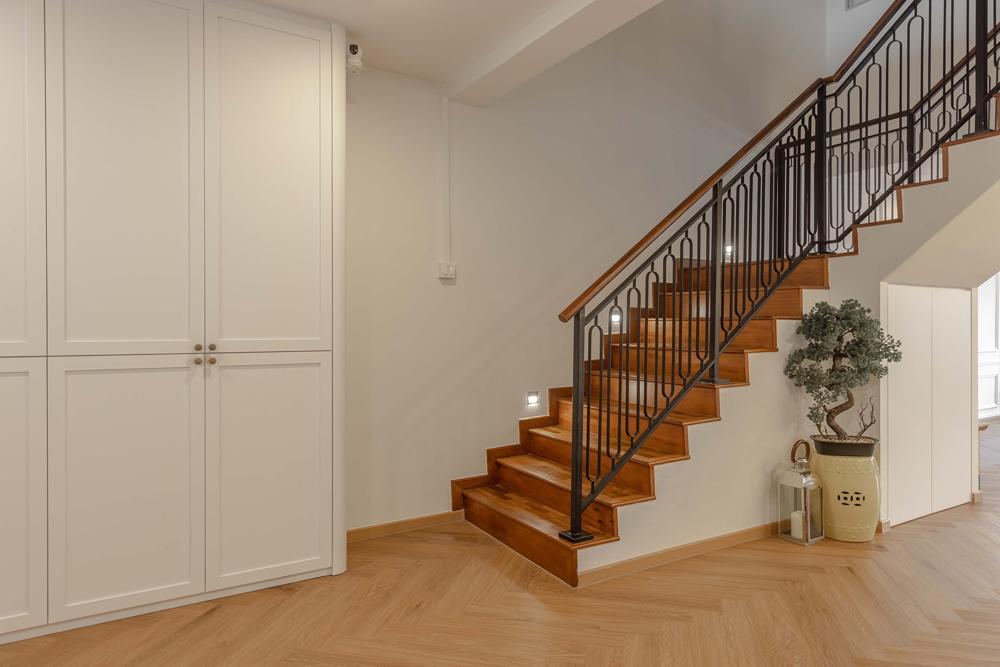 Transitional Foyer with Vinyl Flooring and Storage Cabinets