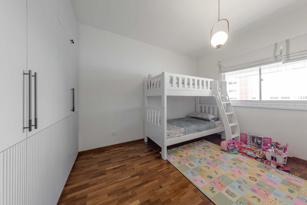 Transitional Bedroom with Parquet Floor and Wardrobe