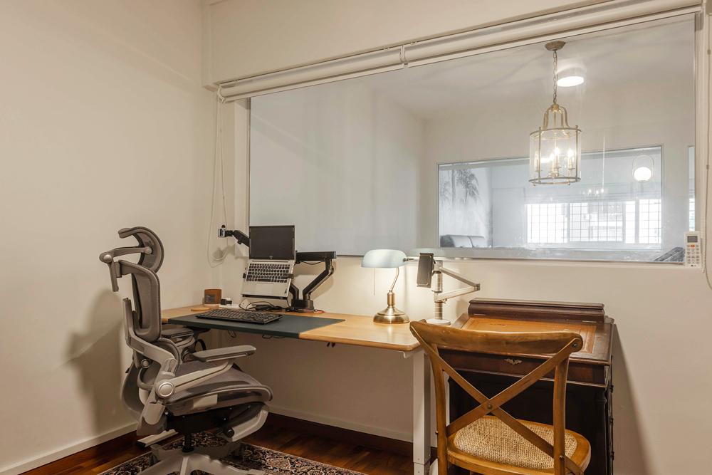 Transitional Study with Desk and Desk Chairs