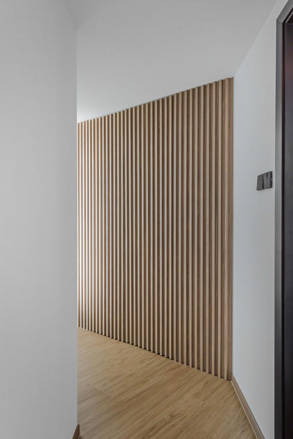 Contemporary Hallway with Vinyl Flooring and Feature Wall
