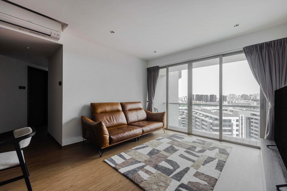 Contemporary Living Room with Vinyl Flooring and Sofa
