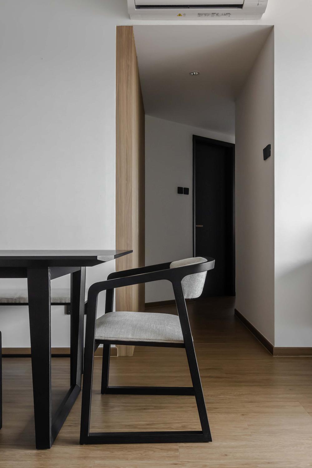 Contemporary Hallway with Vinyl Flooring and Feature Wall