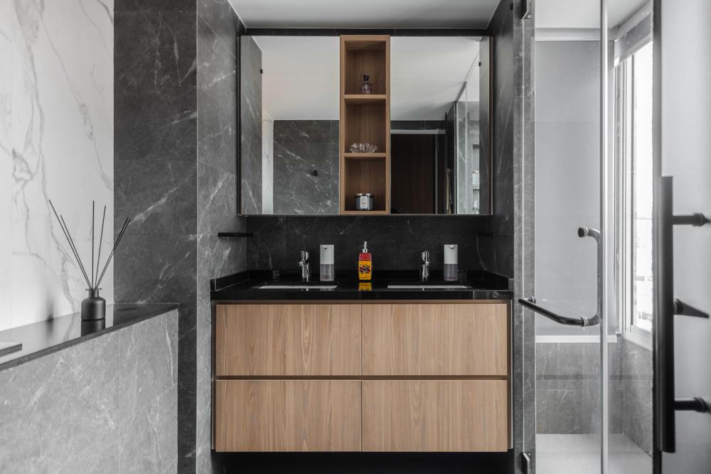 Contemporary Bathroom with Countertop and Mirror