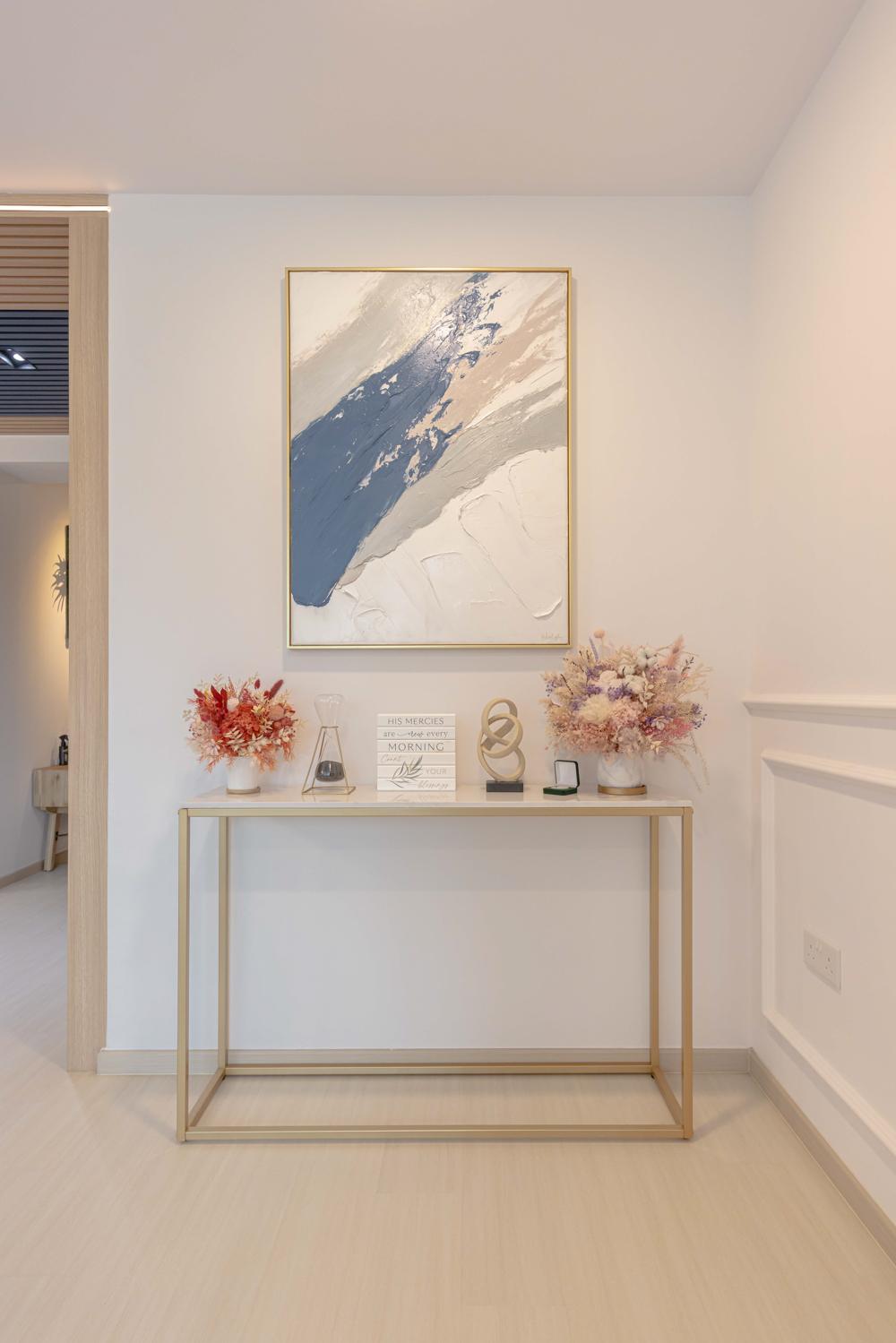 Modern Hallway with Vinyl Flooring and Feature Wall