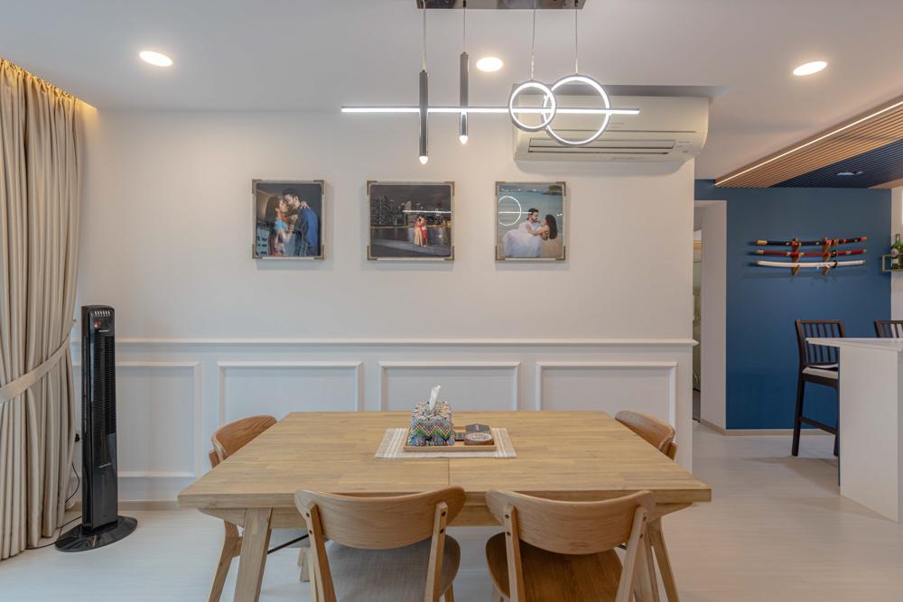 Modern Dining Room with Feature Wall and Lighting