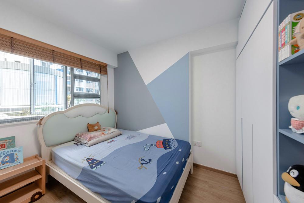 Scandinavian Bedroom with Vinyl Flooring and Wardrobe
