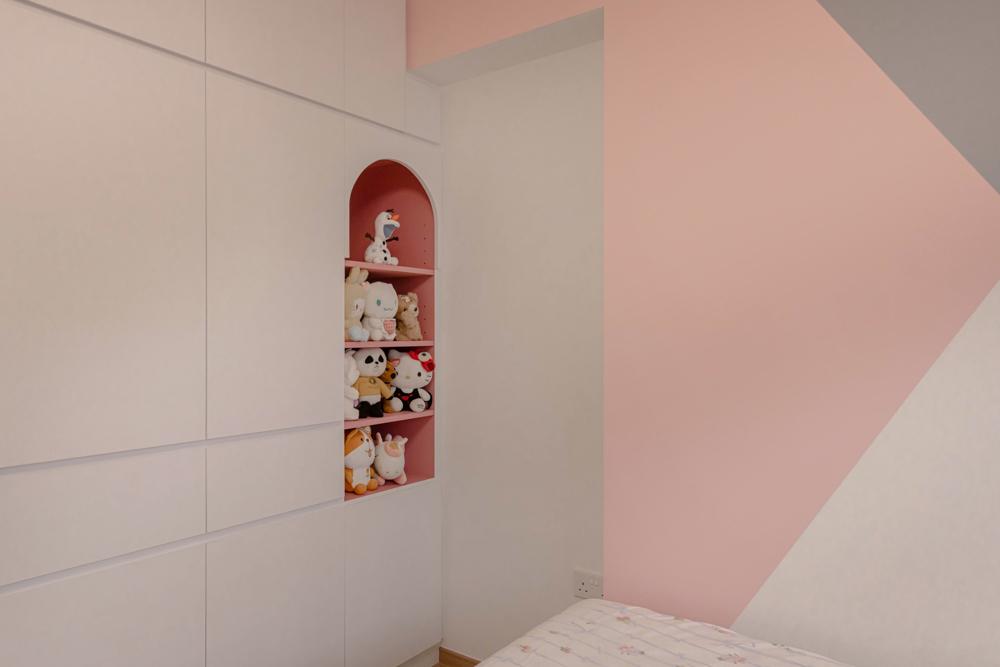 Scandinavian Bedroom with Wardrobe and Paintings