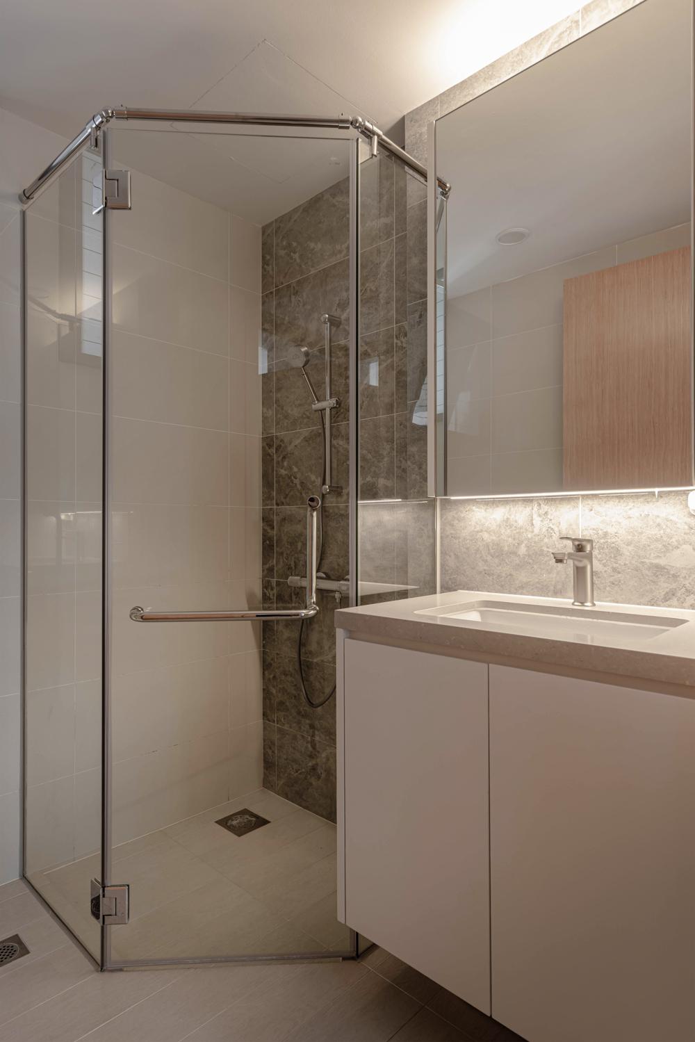 Modern Bathroom with Mirror and Shower Screen