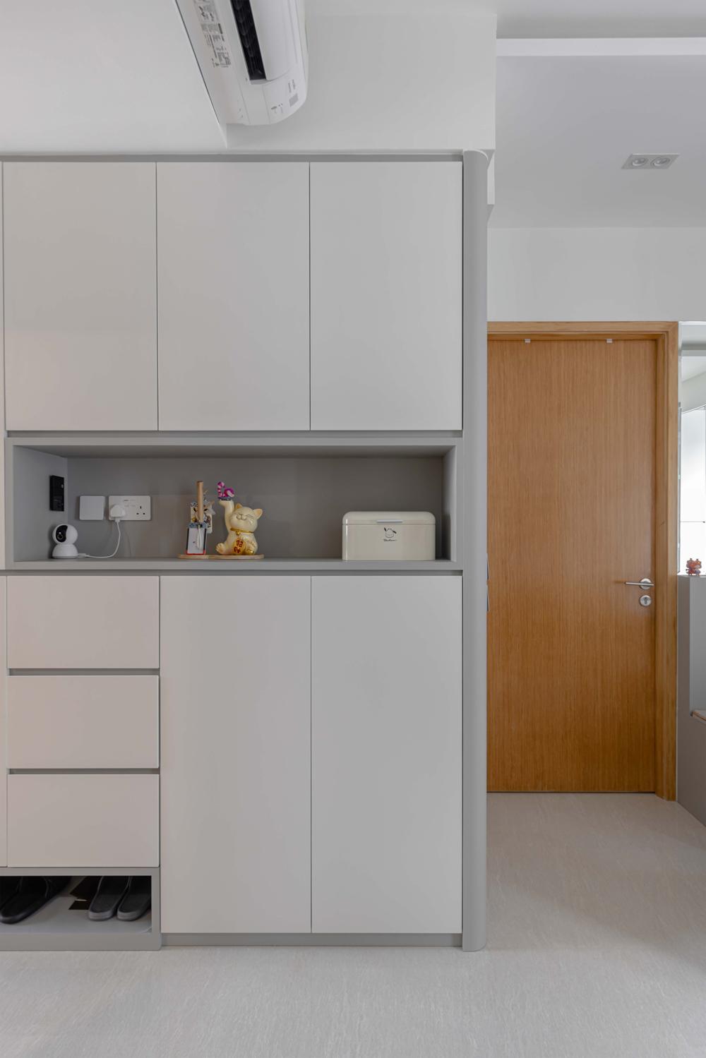 Modern Hallway with Storage Cabinets and Display Cabinets