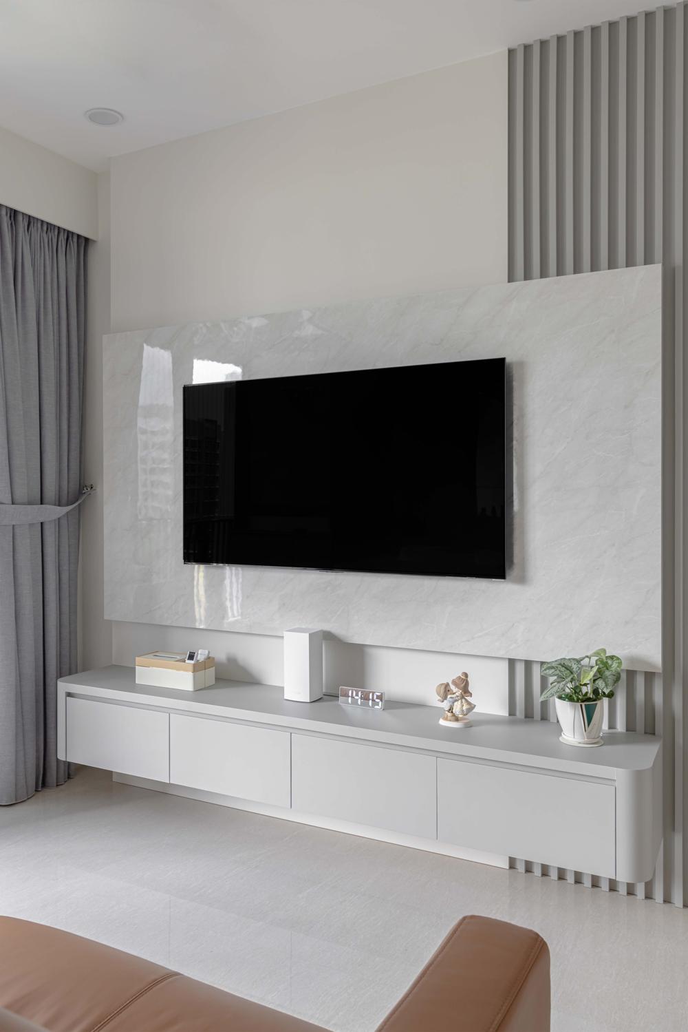 Modern Living Room with TV Console and Feature Wall