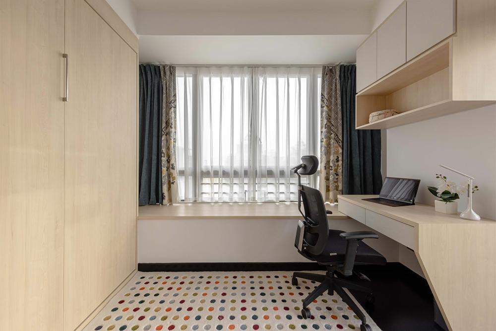 Modern Bedroom with Bookshelf and Built-in Bed