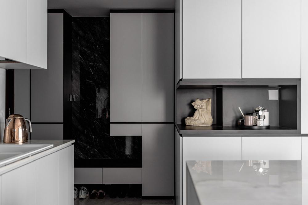 Modern Foyer with Storage Cabinets and Display Cabinets