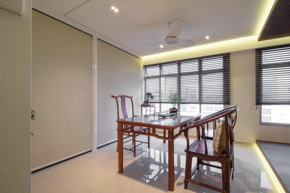 Asian Living Room with Cove Lighting and Lighting