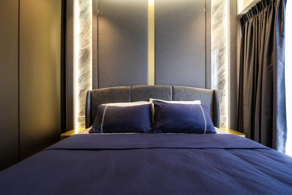 Modern Bedroom with Feature Wall and Bedside Table
