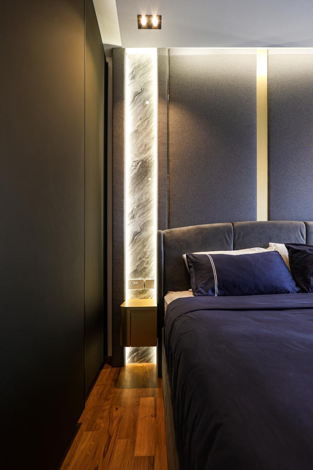 Modern Bedroom with Feature Wall and Cove Lighting