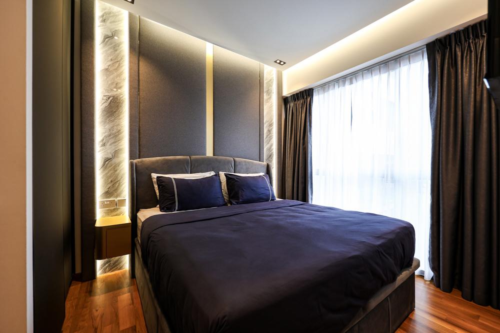 Modern Bedroom with Feature Wall and Bedside Table