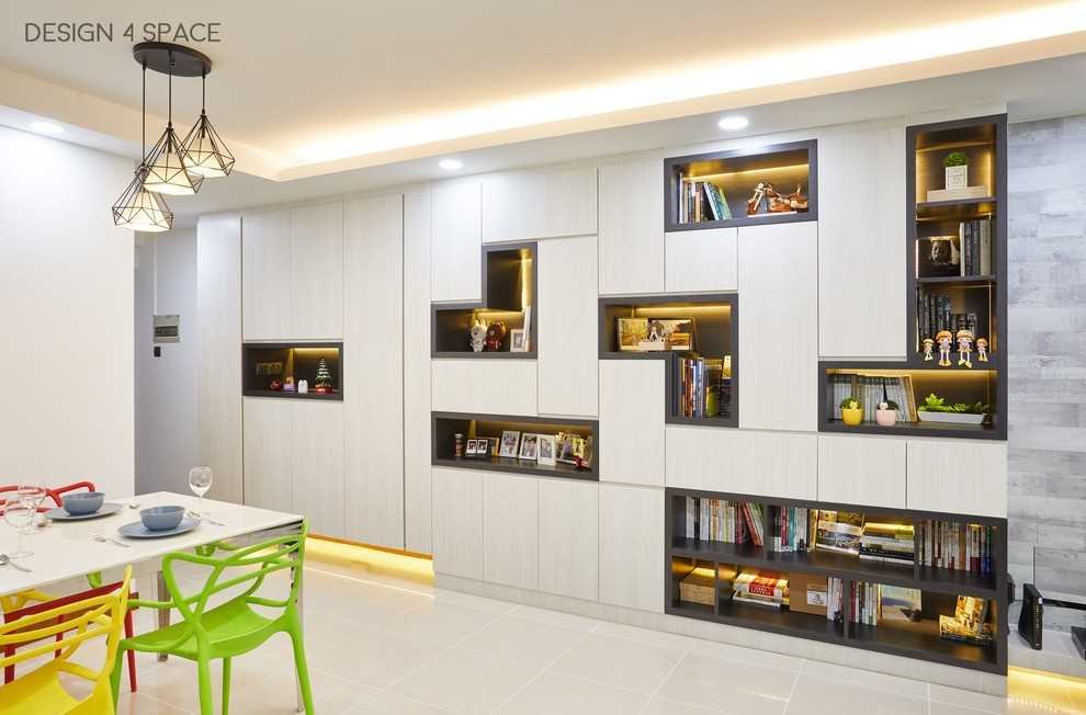 Modern Entryway with Mirror and Stools