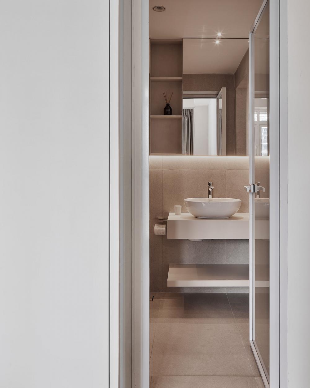 Minimalist Bathroom with Mirror and Bathroom Mirrors
