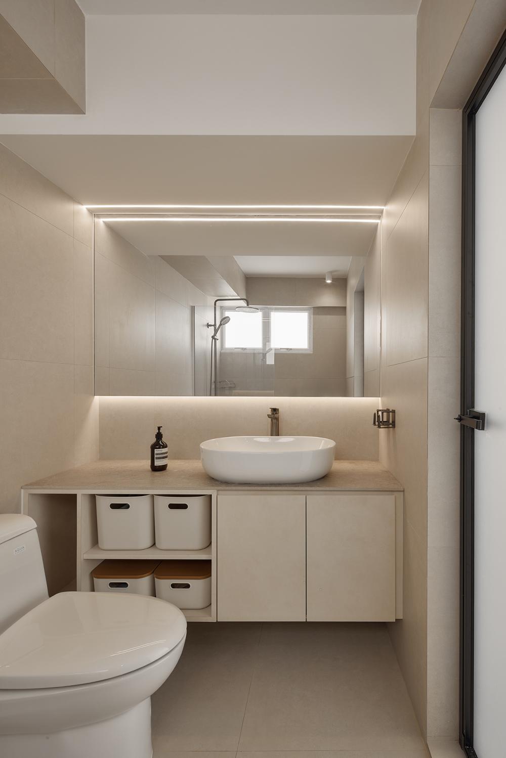 Minimalist Bathroom with Granite Floor and Marble Floor
