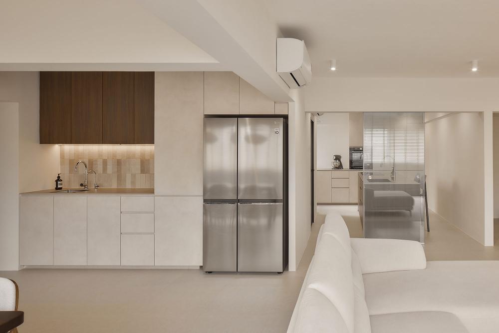 Minimalist Living Room with TV Console and Feature Wall