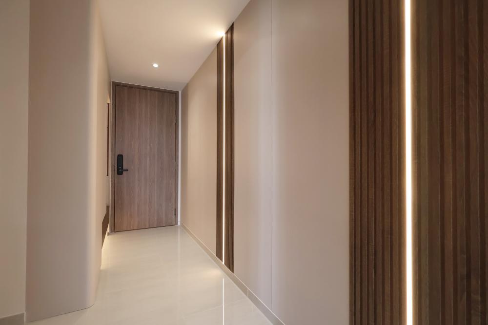 Contemporary Hallway with Artwork and Paintings