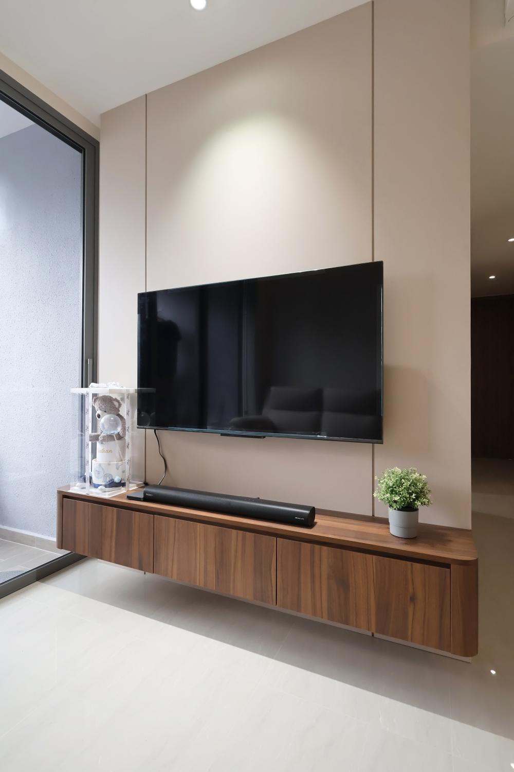Contemporary Living Room with TV Console and Sofa