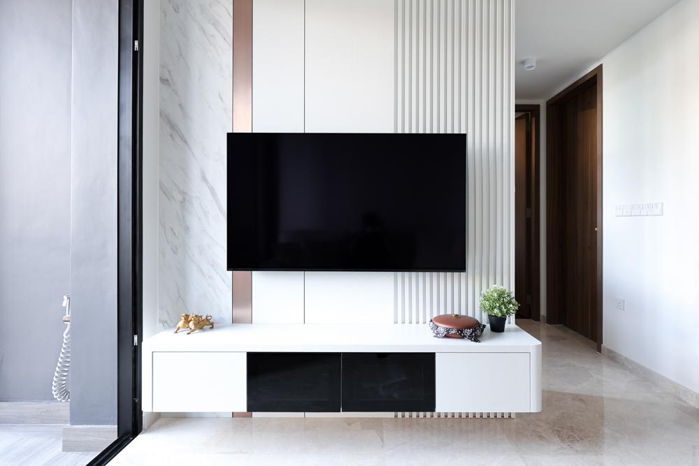 Modern Living Room with TV Console and Feature Wall