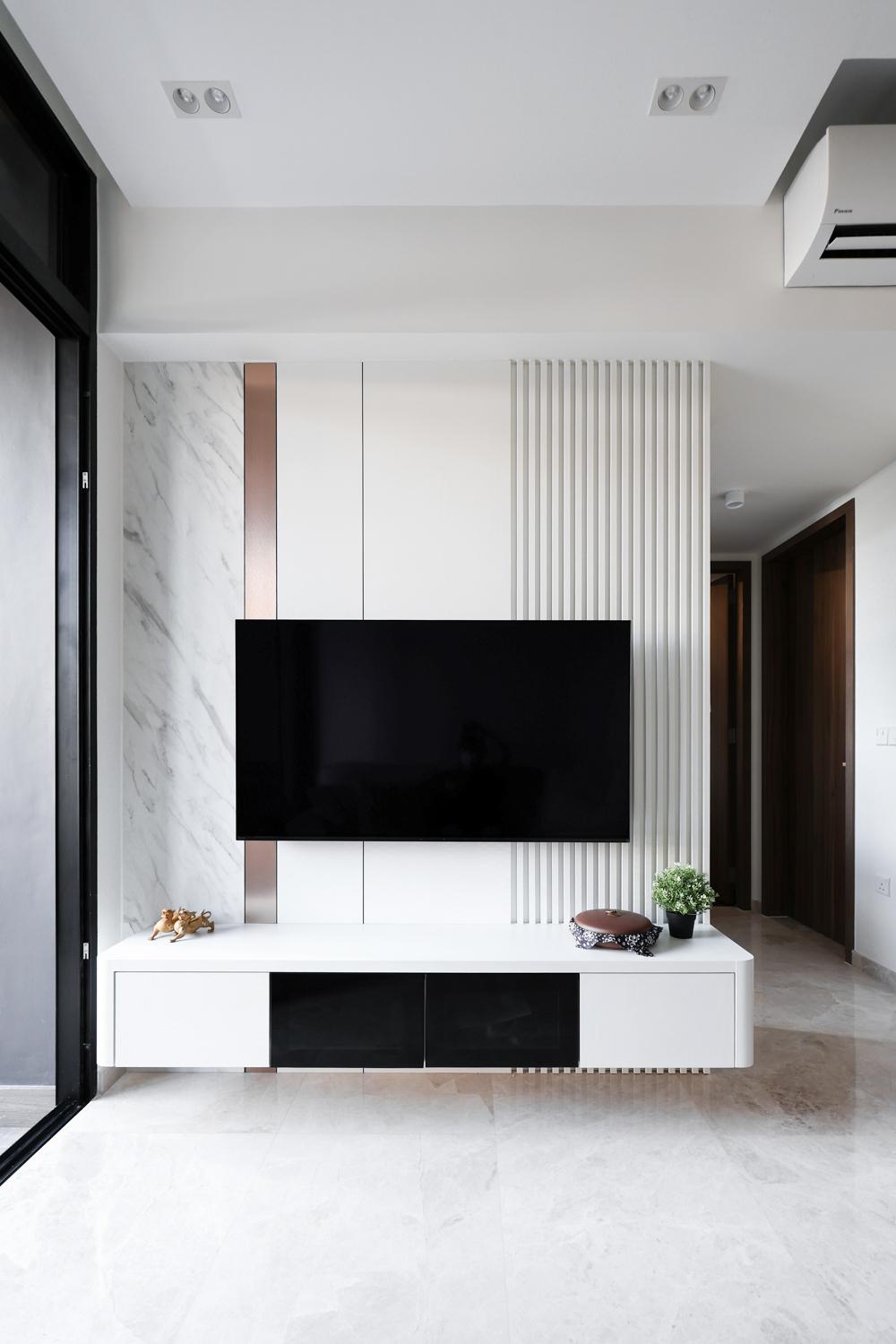 Modern Living Room with TV Console and Feature Wall