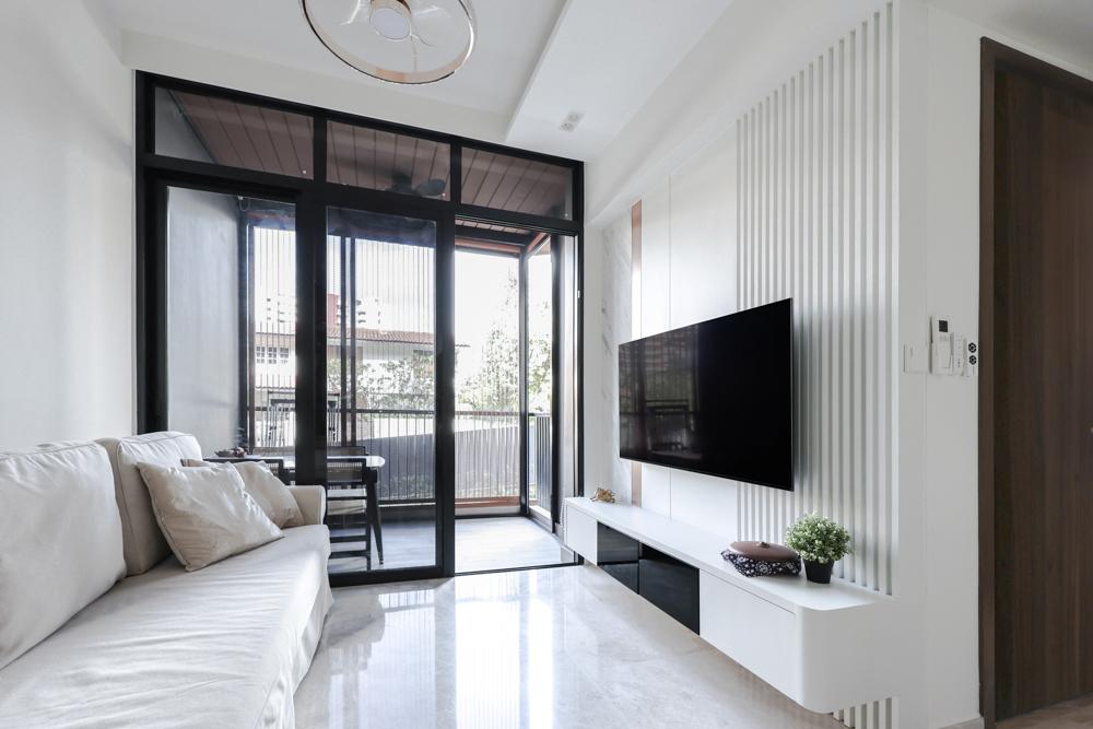 Modern Living Room with TV Console and Feature Wall