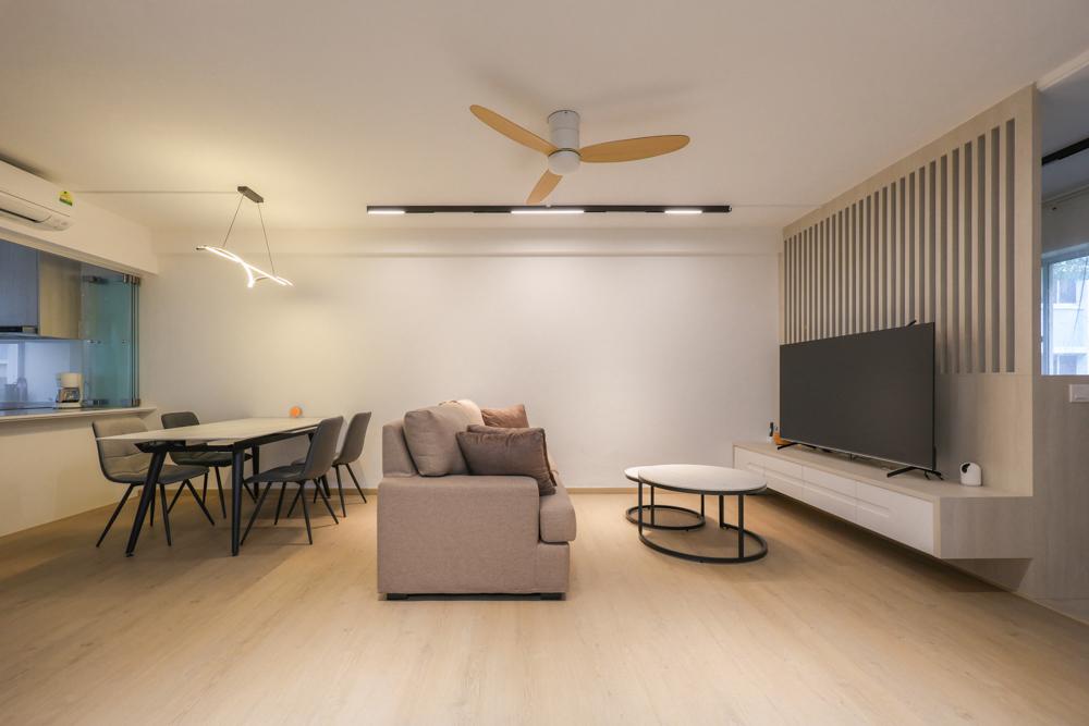 Modern Living Room with Vinyl Flooring and TV Console