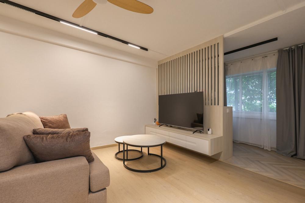 Modern Living Room with Vinyl Flooring and TV Console