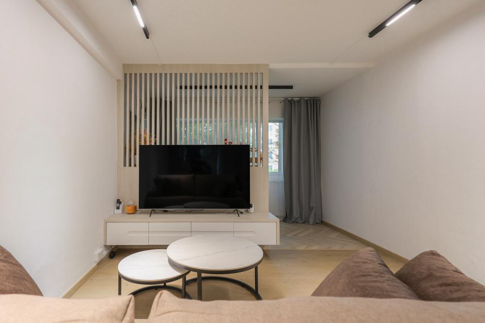 Modern Living Room with Vinyl Flooring and TV Console