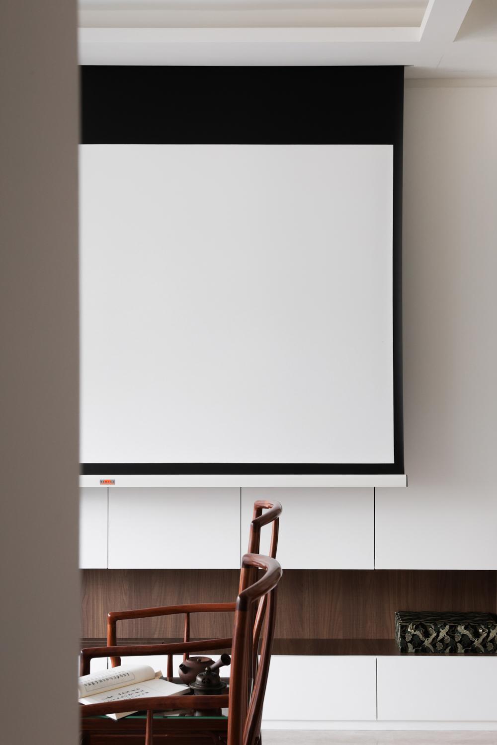 Asian Living Room with Storage Cabinets and Display Cabinets