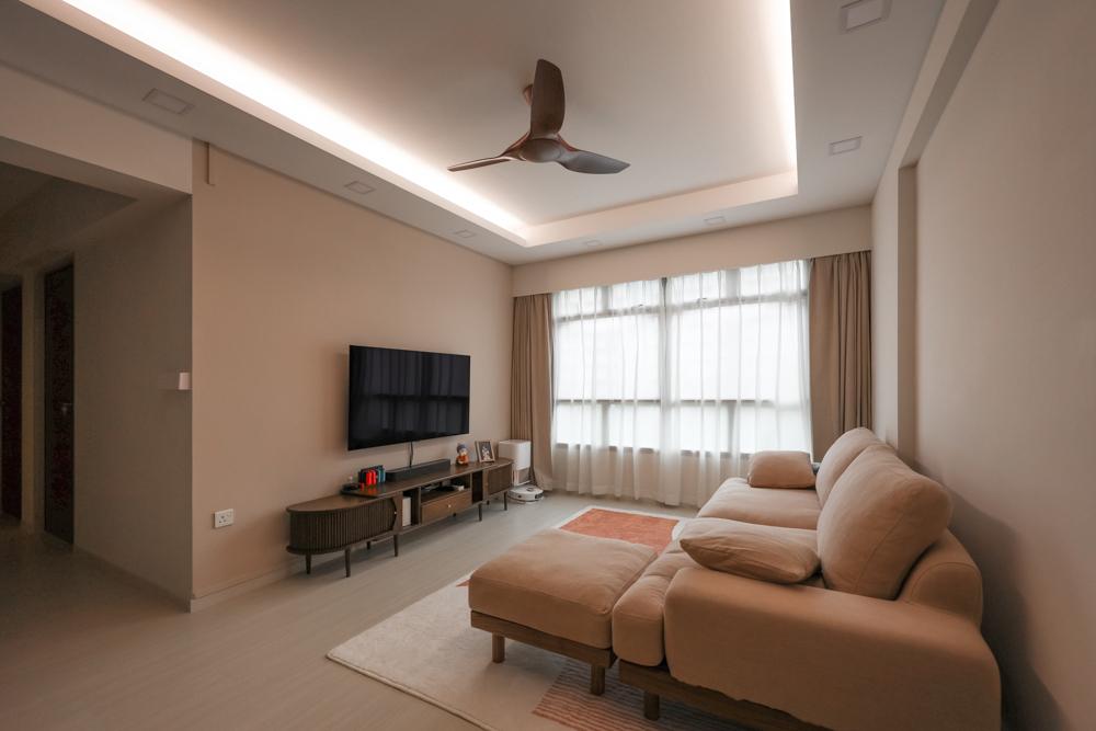 Modern Living Room with Vinyl Flooring and Cove Lighting