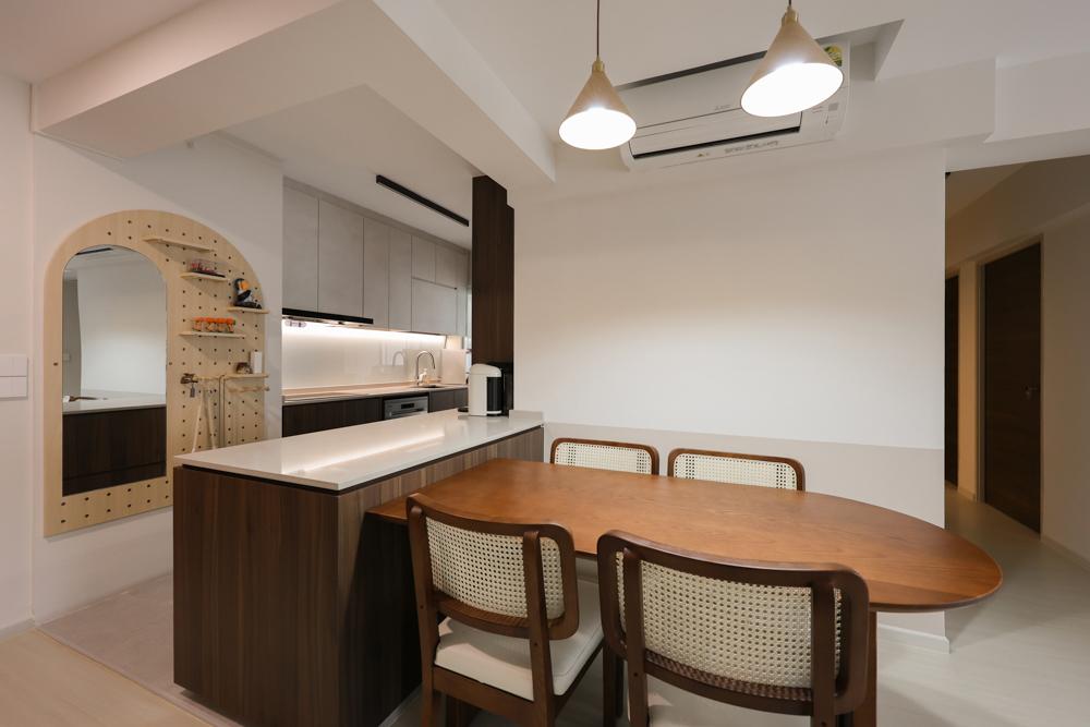 Modern Dining Room with Open Kitchen and Dining Table