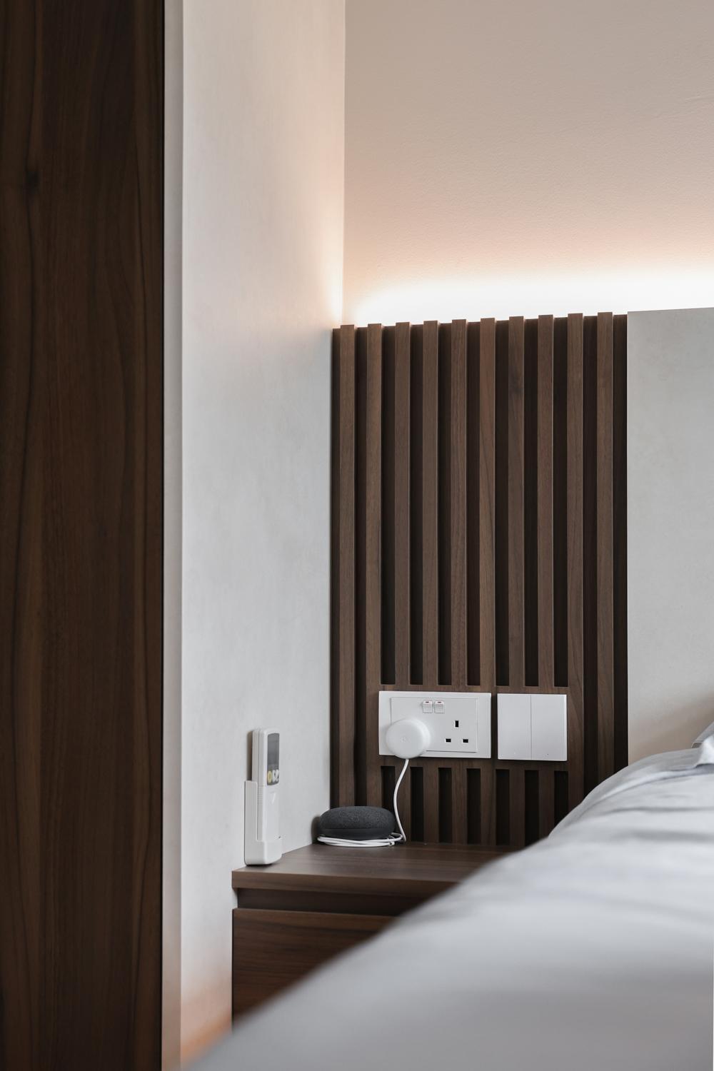 Modern Bedroom with Built-in Bed and Bedside Table