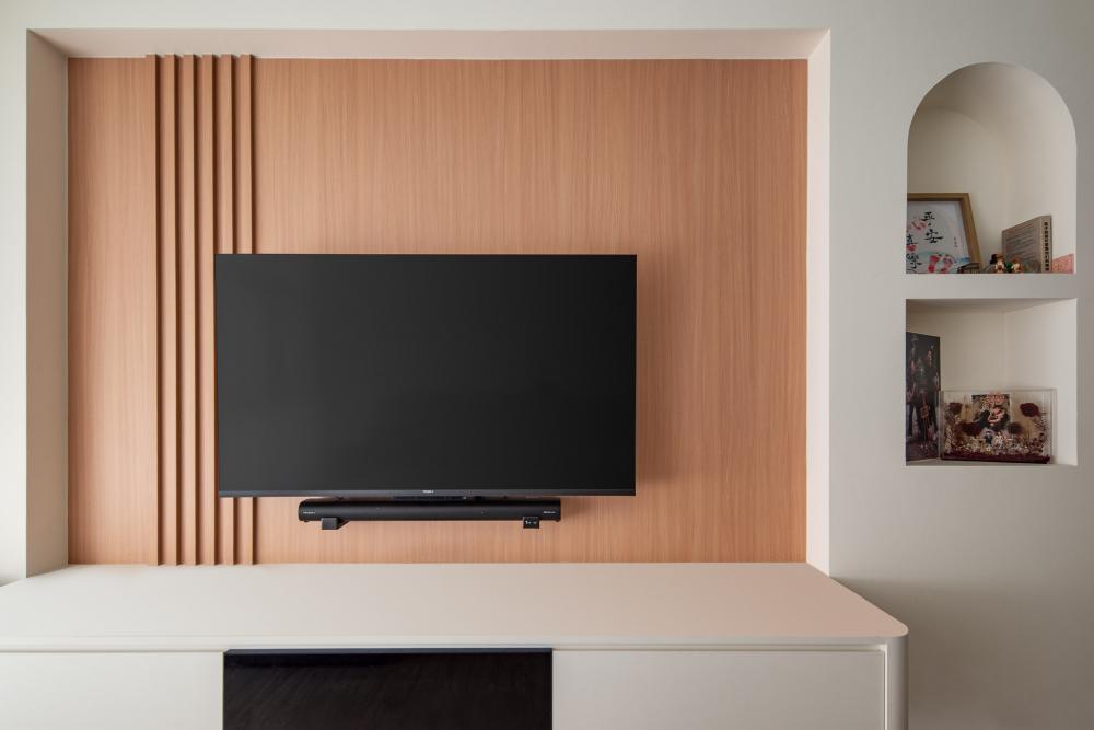 Minimalist Living Room with TV Console and Feature Wall