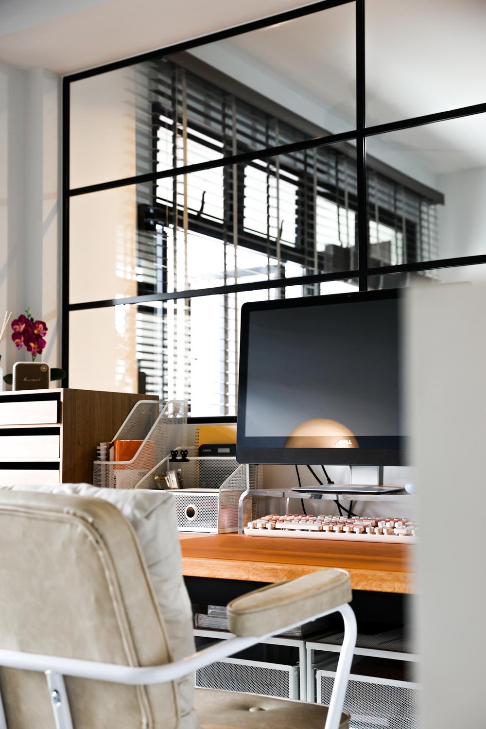 Industrial Home Office with Desk and Computer Table