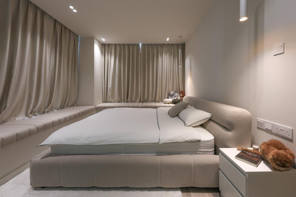 Modern Bedroom with Curtain and Lighting