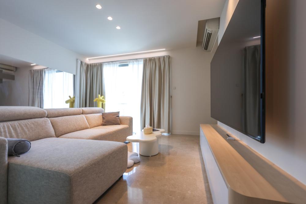 Modern Living Room with TV Console and Lighting