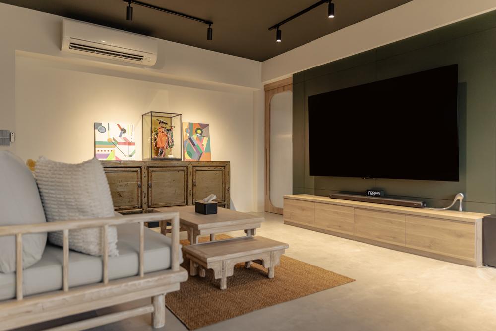 Modern Living Room with TV Console and Feature Wall