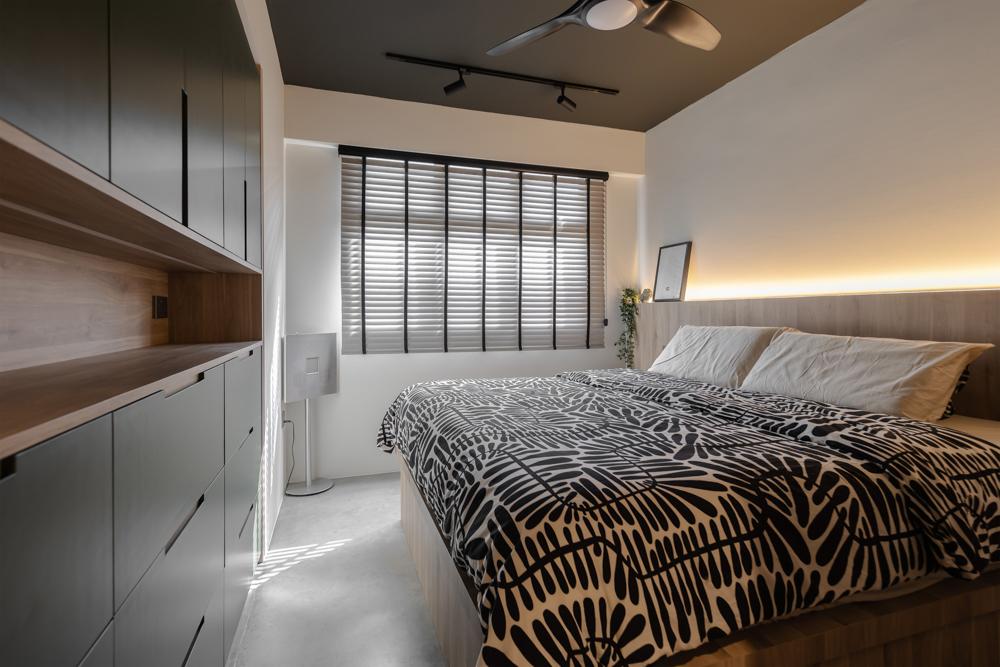 Modern Bedroom with Built-in Bed and Bedside Table