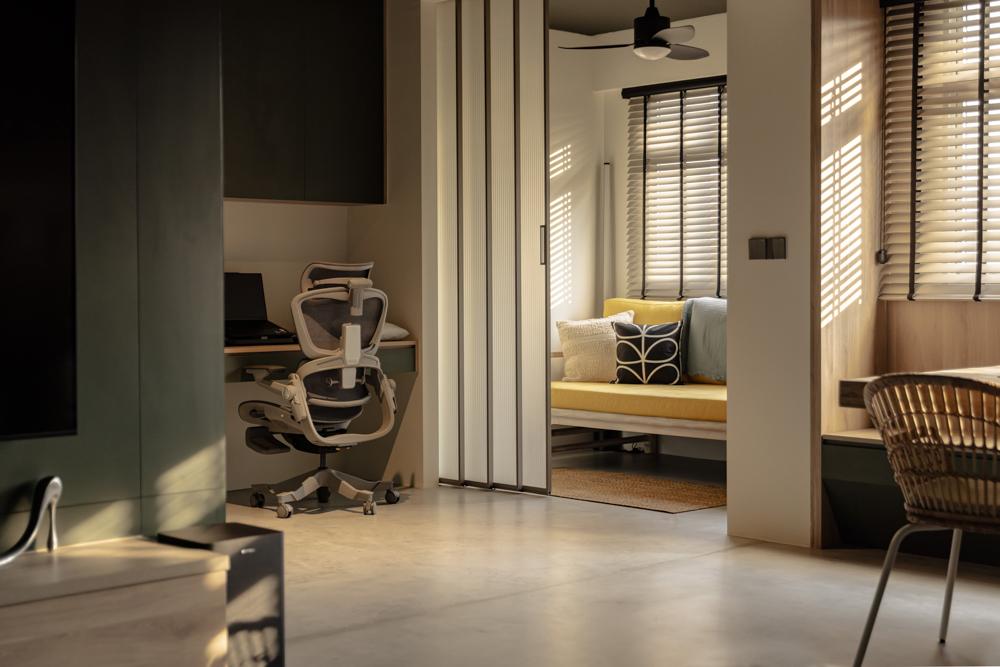 Modern Study with Glass Door and Sofa