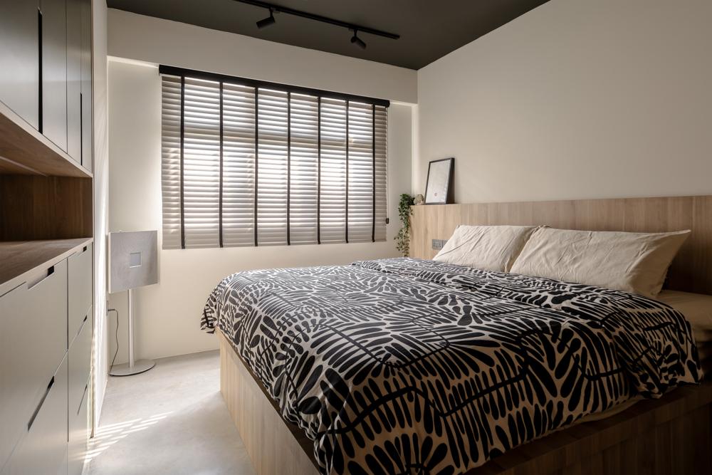 Modern Bedroom with Built-in Bed and Bedside Table