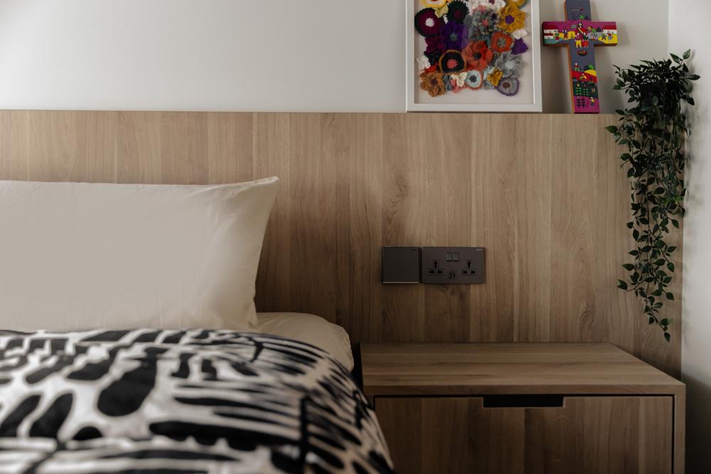 Modern Bedroom with Built-in Bed and Bedside Table