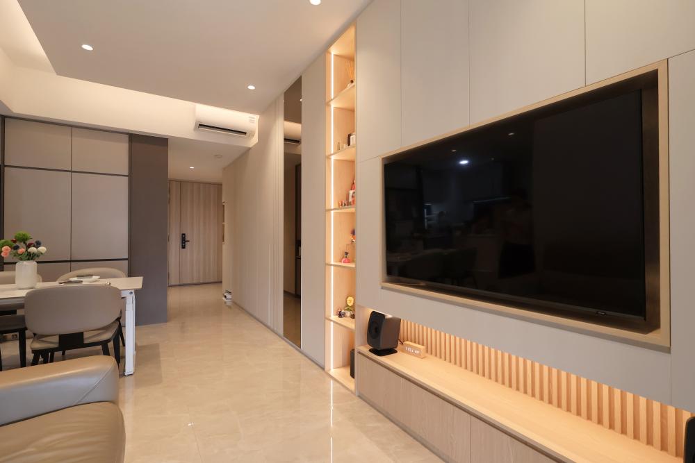 Contemporary Living Room with TV Console and TV