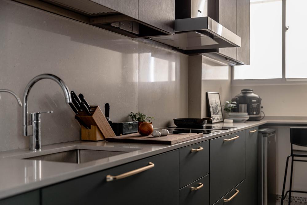 Asian Kitchen with Countertop and Breakfast Counter