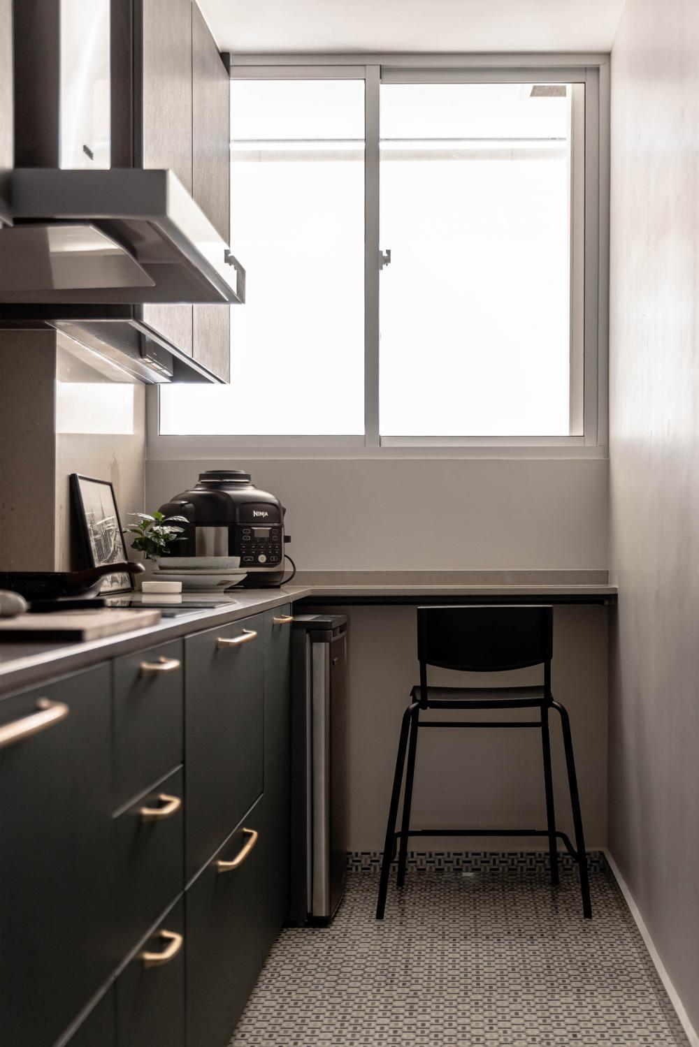 Asian Kitchen with Countertop and Breakfast Counter